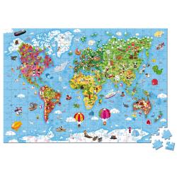 Puzzle Gigante Mappa del Mondo 300 pezzi 6-9 anni